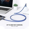 thumbnail image 5 of Esoulk 4ft USB-C to USB-C 30W 3A Fast Charge/Data Sync Nylon Braided Cable for Motorola Edge 2024 - Blue, 5 of 8