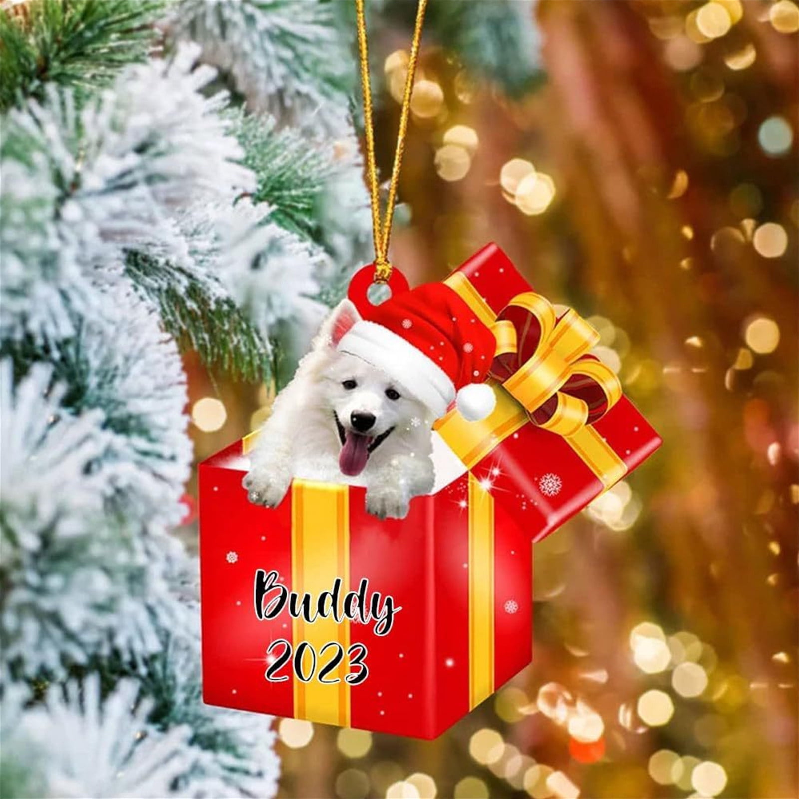 Décoration De Noël Chien En Acrylique Plat - Ornement 2D Pour Sapin, Cheminée, Fenêtre Ou Voiture - 6