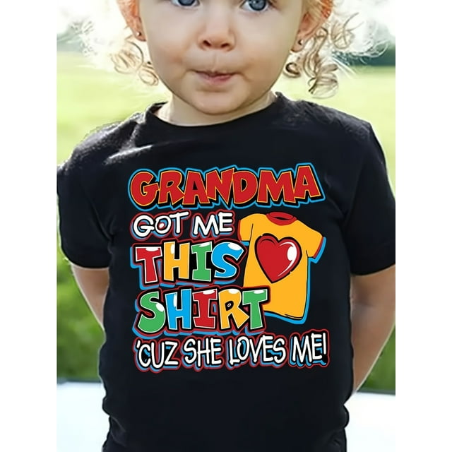 GRANDMA GOT ME THIS SHIRT Letter Print Creative T-Shirts, Soft & Elastic Comfy Crew Neck Short Sleeve Tee, Girls' Summer Tops Leisure Outing Tees