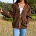 thumbnail image 6 of LYXSSBYX Fall Jackets for Women Hot Sale Clearance Women's Casual Block Fuzzy Zipper Pockets Winter Oversized Outwear Long Coat, 6 of 9