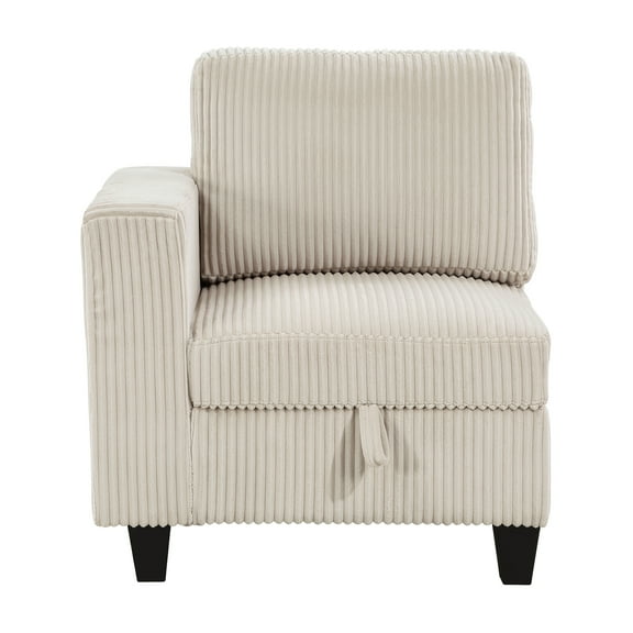 JERFIT 5-Piece Modular Sectional Sofa with Storage, USB Charging, Beige Corduroy Fabric for Modern Living Room