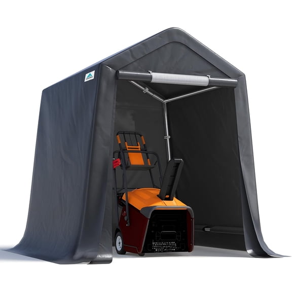 6X6 ft Storage Tent Outdoor Portable Shelter Shed with 2 Rolled up Zipper Doors & Vents Carport for Motorcycle Waterproof and UV Resistant Portable Garage Kit Tent, Gray