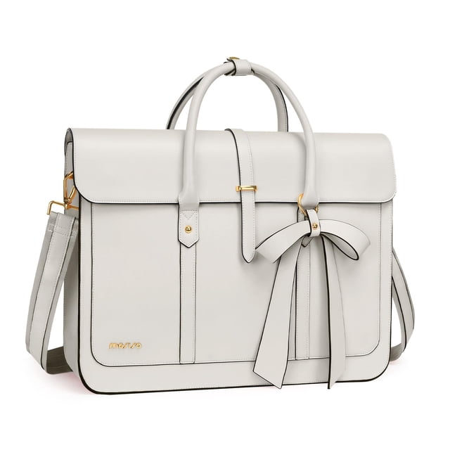 Bolsa para portátil MOSISO de piel sintética de 15 a 15,6 pulgadas para mujer, color beige