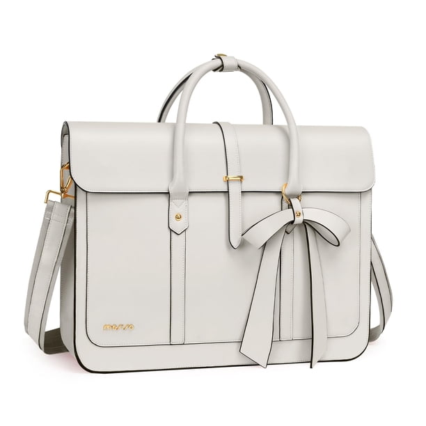 Bolsa para portátil MOSISO de piel sintética de 15 a 15,6 pulgadas para mujer, color beige