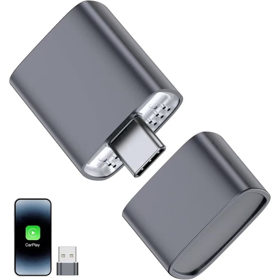 Wireless CarPlay Adapter  Type C for Apple 2026 Upgrade, Converts Factory Wired to Wireless, No Delay, Stable Connection, Mini Apple Carplay Wireless Adapter for iOS 10  and Car from 2018 ,USB/Type C