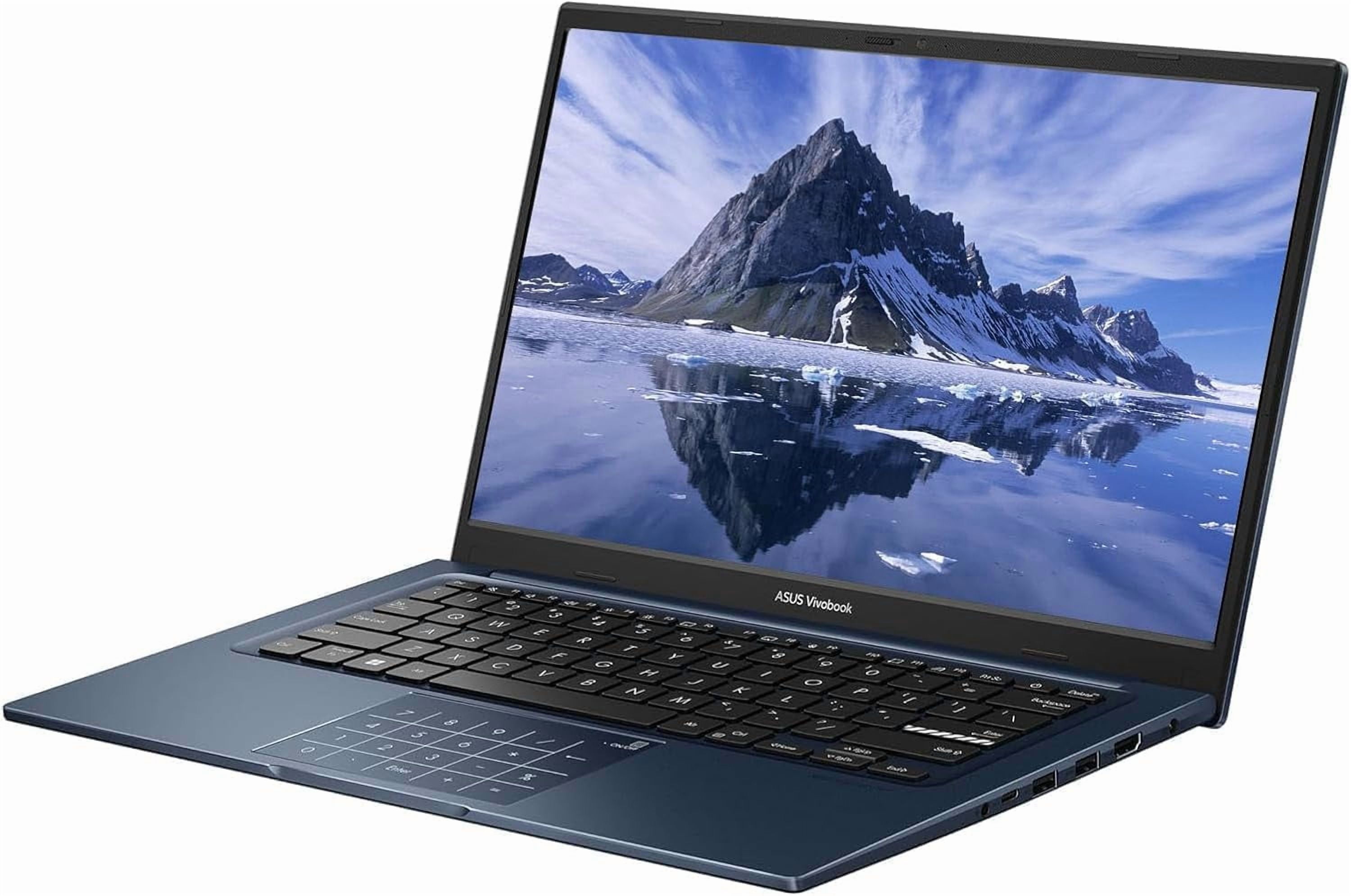 ASUS Vivobook 14 inch FHD Slim Laptop, Intel Core i5-1334U Processor, 12GB RAM, 256GB SSD, Intel UHD Graphics, Privacy Camera, Bluetooth, Windows 11 Home, Quiet Blue with Tigology Accessories