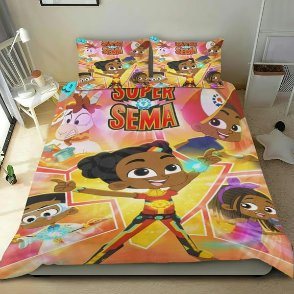 Super Sema Themed Bed Sheet Set Three Piece Set 53x79 Inches Comfortable And Skin Friendly Unique Design Creating A Star Studded Night Home Decor Gifts For Family Friends fans