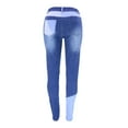 thumbnail image 6 of YDFCWXW High Waisted Jeans for Women: Skinny Denim Patchwork Stretch Casual Pants Blue, M, 6 of 6