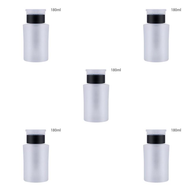 ZheElen Pump Dispenser Bottle Compact Refillable Empty 180ml Nail Remover Liquid Holder Manicure Accessory Package Containers Black 5Set