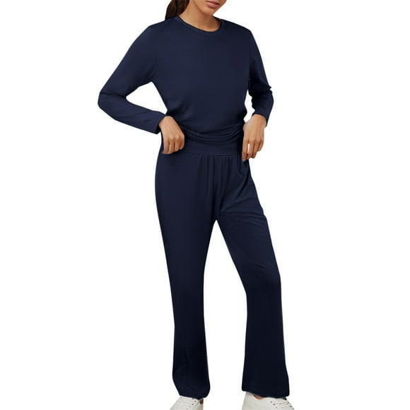 Fgnfyis Et Womens Sweatsuits Set Slim Fit Long Pants Jogger Two Piece Suit 2 Piece Sets for Women Trousers Sets Blue XXXL