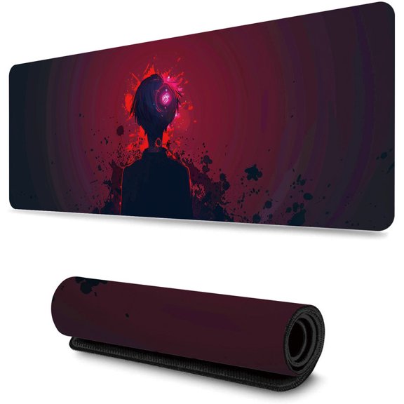 WISHTIME Gaming Mouse Pad Large Extended Keyboard Mat for Work and Gaming Oversized Mouse Pad(31.5x11.8x0.08Inch) Red and Black