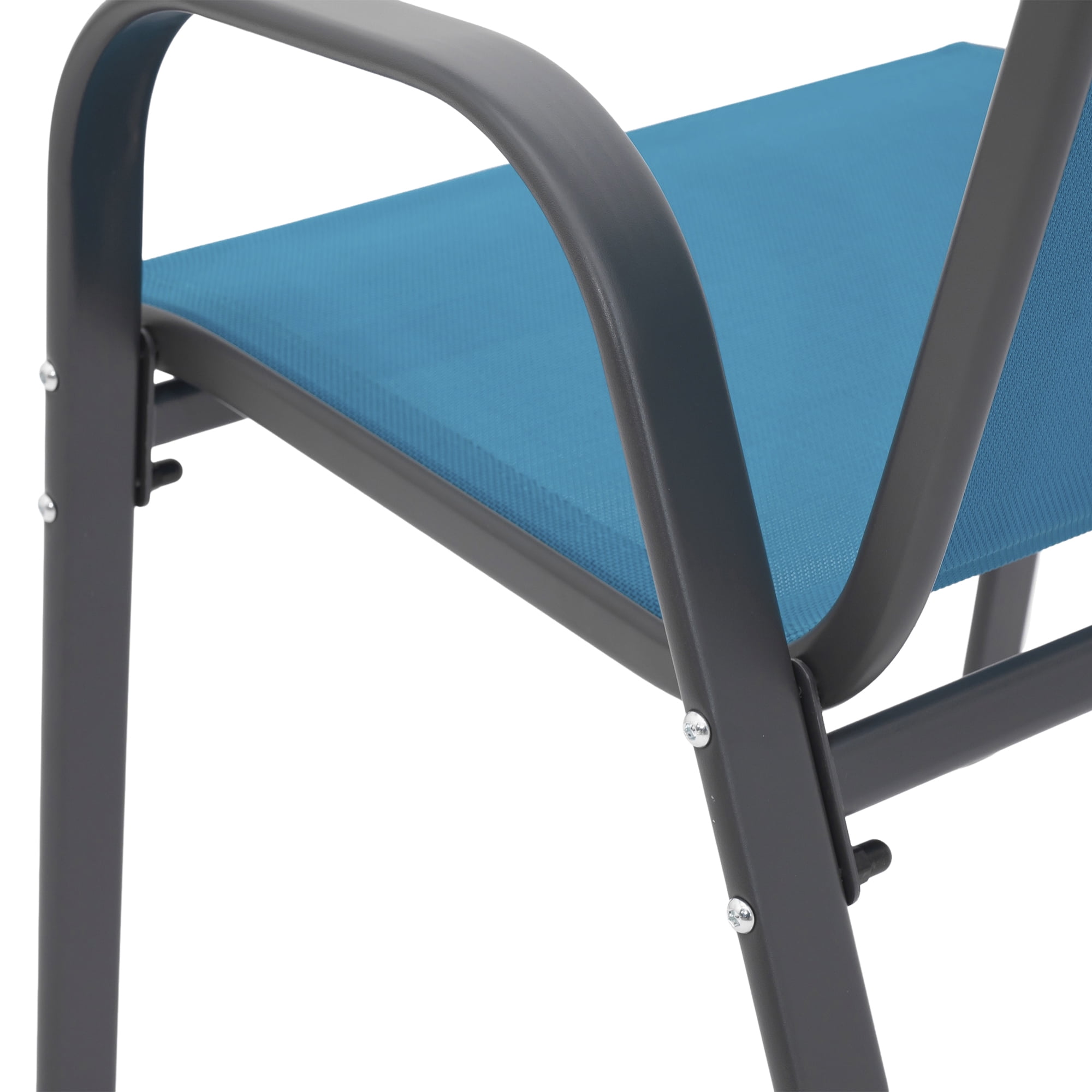 Leumius Outdoor Dining Chair Set of 6, All-Weather Patio Dining Chair with High Backrest and Metal Frame, Indoor Outdoor Chairs for Bistro, Deck, Backyard, Porch,Blue
