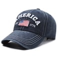 thumbnail image 2 of HAJWOH American Flag Hat for Men Women Distressed Vintage Cotton Adjustable Embroidered Patriotic Baseball Cap, 2 of 4