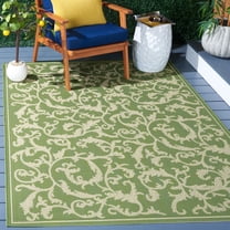 Safavieh Courtyard Kevin Floral Indoor/Outdoor Area Rug, Olive/Natural, 5'3" x 7'7"