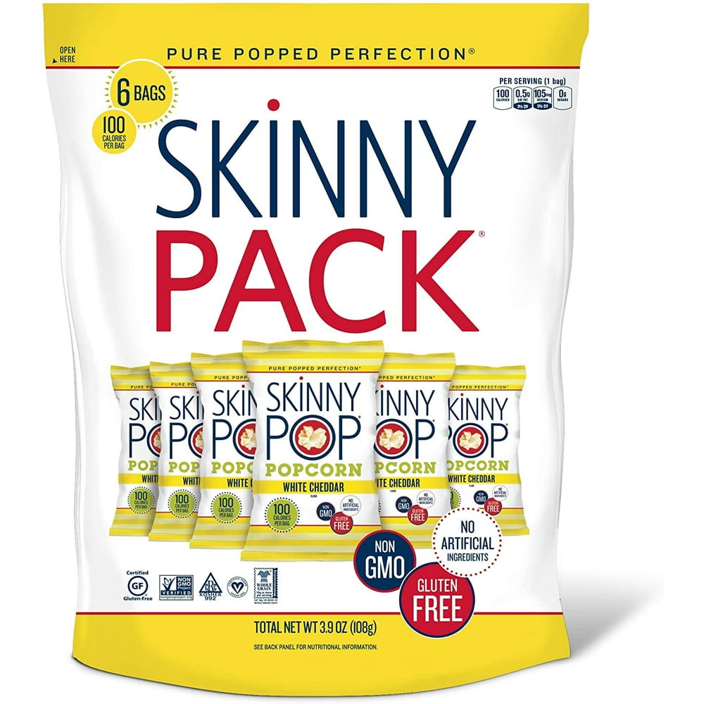 SKINNYPOP White Cheddar Popped Popcorn, 100 Calorie Bags, Individual