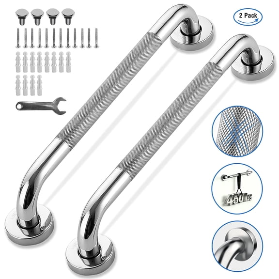 REHAND 16" Grab Bars for Shower,2 Pack  Non-Slip Wall Mount Polished Stainless Steel Bathroom Safety Handles,450 lb Capacity