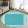 thumbnail image 2 of Turquoise Large Area Rugs for Bedroom Living Room, Soft Non Slip Carpet Bedside Rug, Geometric Boho Ethnic Tile Chic Monochrome Round Floor Cover Kitchen Accent Rug 3' for Dining Room/Office, 2 of 9