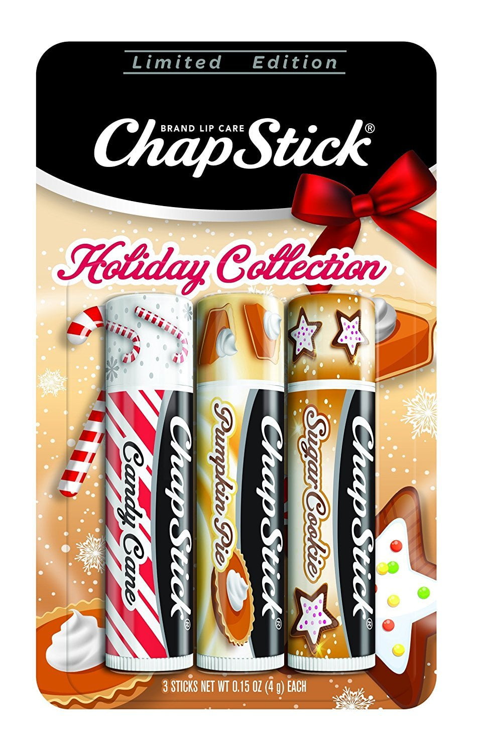 ChapStick ChapStick Holiday Collection Candy Cane, Pumpkin Pie & Sugar Cookie Flavors