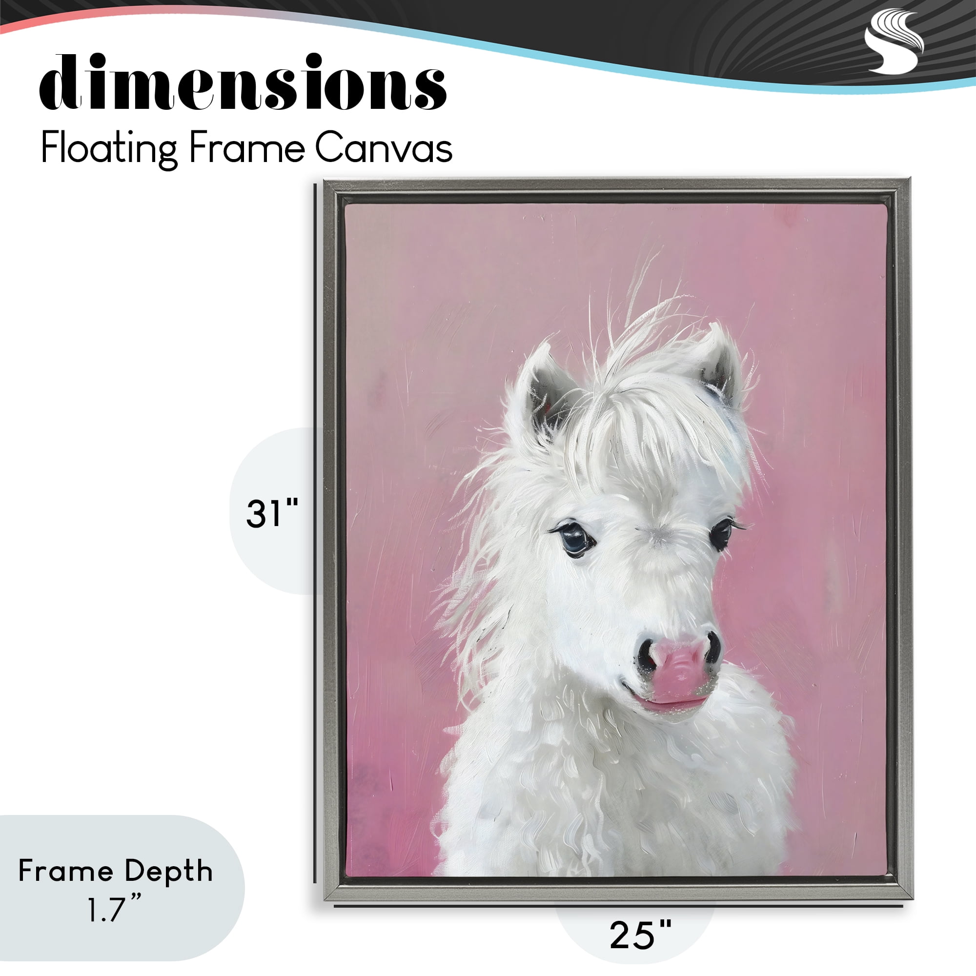 Stupell Industries Gentle White Pony Gray Framed Floater Canvas Wall Art, design by The Prints Vibe