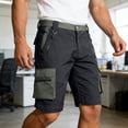 thumbnail image 3 of Shorts for Men Summer Straight Leg Stretch Knee Length Outdoor Hiking Cargo Shorts with Pockets Workwear, 3 of 9