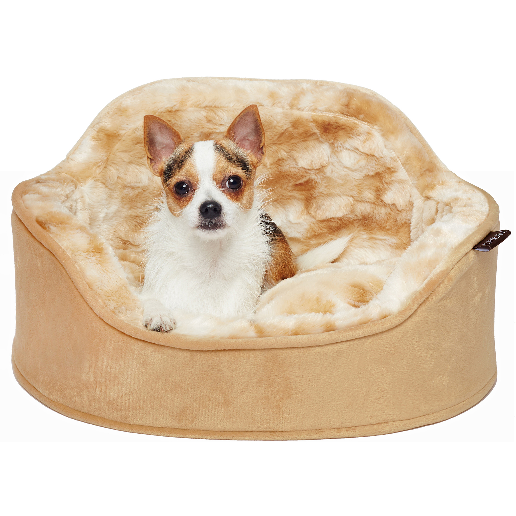 Precious Tails Faux Fur Princess Pet Bed with Plush Bone Pillow