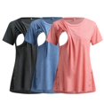 thumbnail image 3 of ZTTD Women's Maternity Short Sleeve Side Button Crew Neck Solid Color Nursing Tops T Shirt for Breastfeeding Blouse - 3 Pcs, Sizes S-2XL, 3 of 8