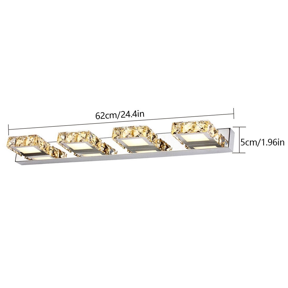 12W 24.4*1.96*4.33in K9 Crystal LED Light Over Mirror Modern Bathroom Mirror Light Fixtures Bathrooms Bedrooms
