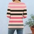 thumbnail image 5 of Women's Striped Plus Size Tshirts 3/4 Sleeve Colorblock Trendy Tops Casual Tees for Fall Spring Summer (XL, Pink 01), 5 of 6