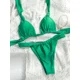 thumbnail image 2 of Bikini blanco liso con tirantes para mujer, traje de baño con cuello Halter, Push Up, cintura baja, 2024, 2 of 5
