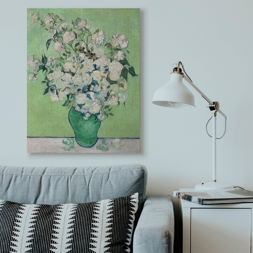 Stupell Industries Flower Pot Green White Van Gogh Classical Painting Canvas Wall Art by Vincent Van Gogh, 36" x 48", Canvas