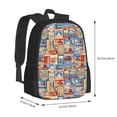 thumbnail image 2 of Defioc Set Of Travel Vintage Pattern Carry on Backpack,16.5x12.5x5.5 Personal Item Bag Carry On Backpack Water Resistant Lightweight Daypack, 2 of 7