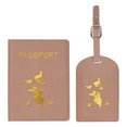 thumbnail image 1 of Conjunto de Funda para Pasaporte y Etiqueta de Equipaje Uxcell - Funda de Pasaporte de Privacidad Segura - Etiquetas de Maleta - [Rosa - Cuero PU] Accesorios de Viaje, 1 of 7