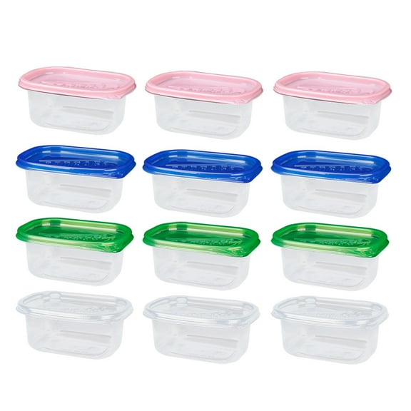 12pcs Rectangular Plastic Food Containers with Lids - 280ML