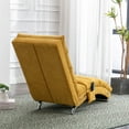 thumbnail image 5 of paproos Massage Chaise Lounge, Indoor Ergonomic Electric Massage Long Lounger with Remote Control, Modern Linen Upholstered Recliner Chair Sleeper Chair for Living Room Bedroom Office, Mustard, 5 of 13