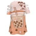 thumbnail image 5 of Milk Tea Drink Cute Design Womens Summer V Neck Zipper Top Short Sleeve T Shirt Off Shoulder Top Casual Classy Loose Shirts, 5 of 7