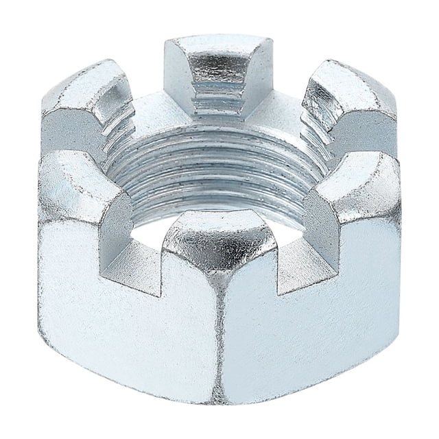 Tuerca hexagonal ranurada 1"-12, tuercas hexagonales de acero al carbono grado 6.8, plateadas, 1 paquete