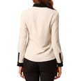 thumbnail image 3 of DARING DIVA Women's Color Block Button Down Long Sleeve Work Shirt XL Beige, 3 of 6