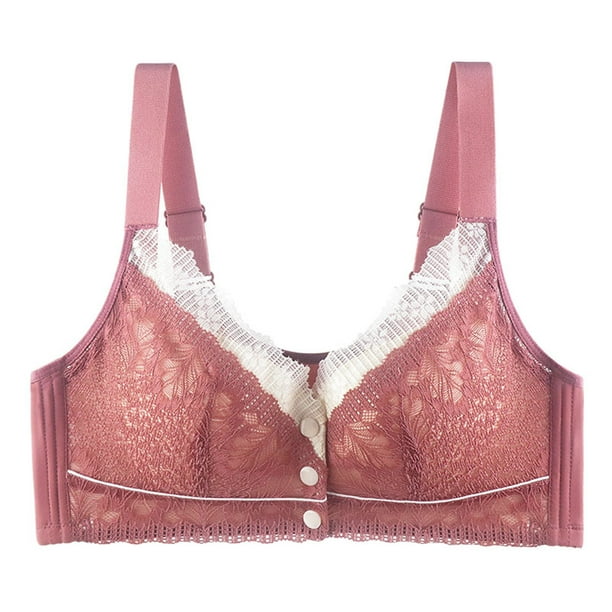 Gibobby Brasier sin Varilla Ropa interior Sexy con hebilla frontal a la moda para mujer, sin llantas, chaleco, sujetador de talla grande de encaje, ropa interior(Rosa caliente,38)