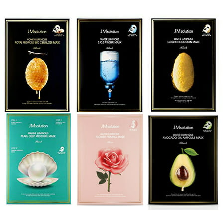 (6 sheets) JM Solution Best Facial Mask Sheets Avocado,Rose,Pearl,Honey,Cocoon,Water sos. *one of