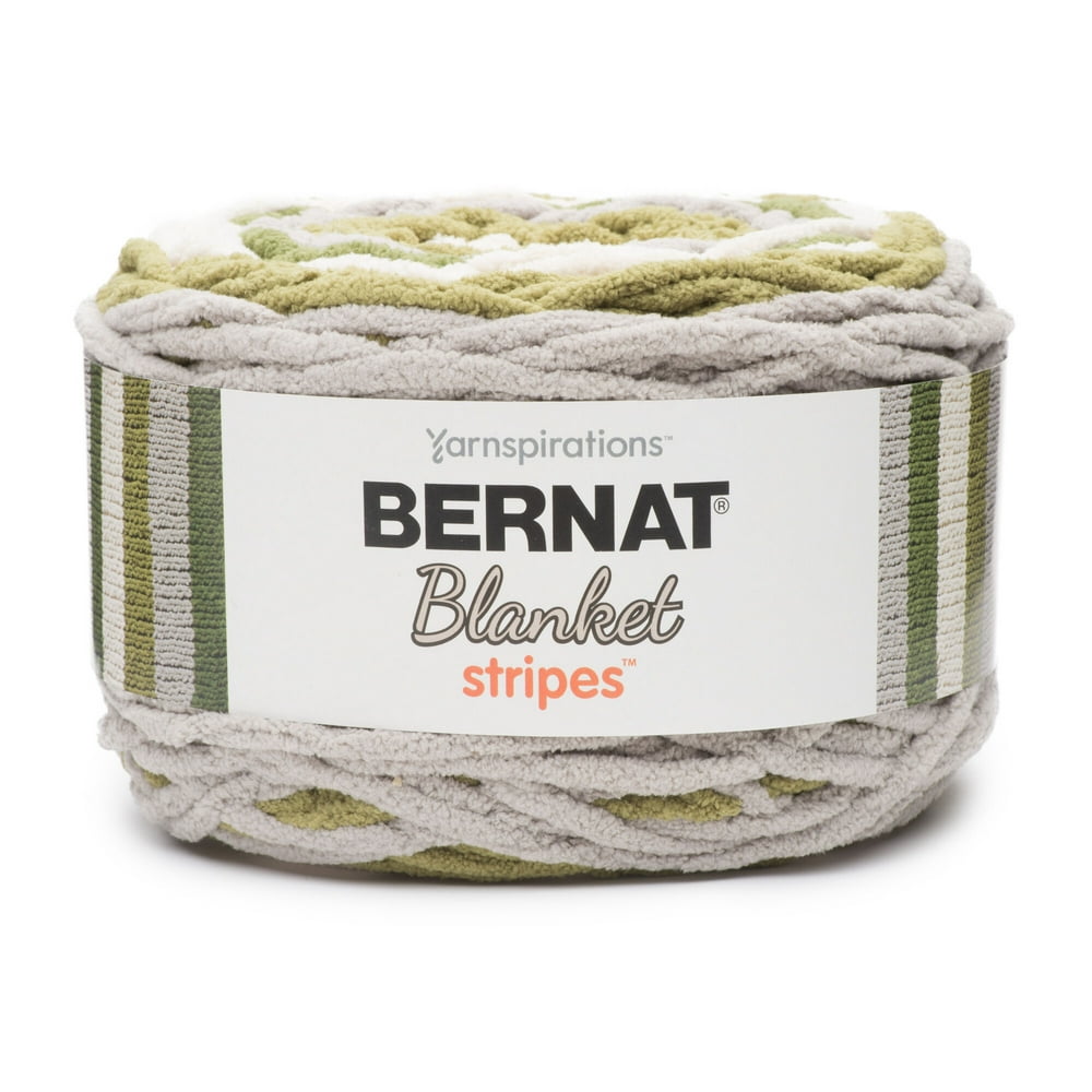 Bernat Blanket Stripes Yarn, Olive Branch, 10.5oz(300g), Super Bulky