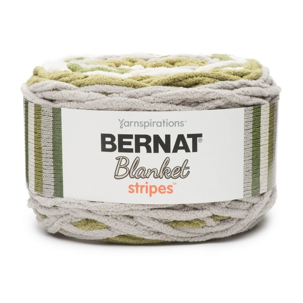 Bernat Blanket Stripes Yarn, Olive Branch, 10.5oz(300g), Super Bulky