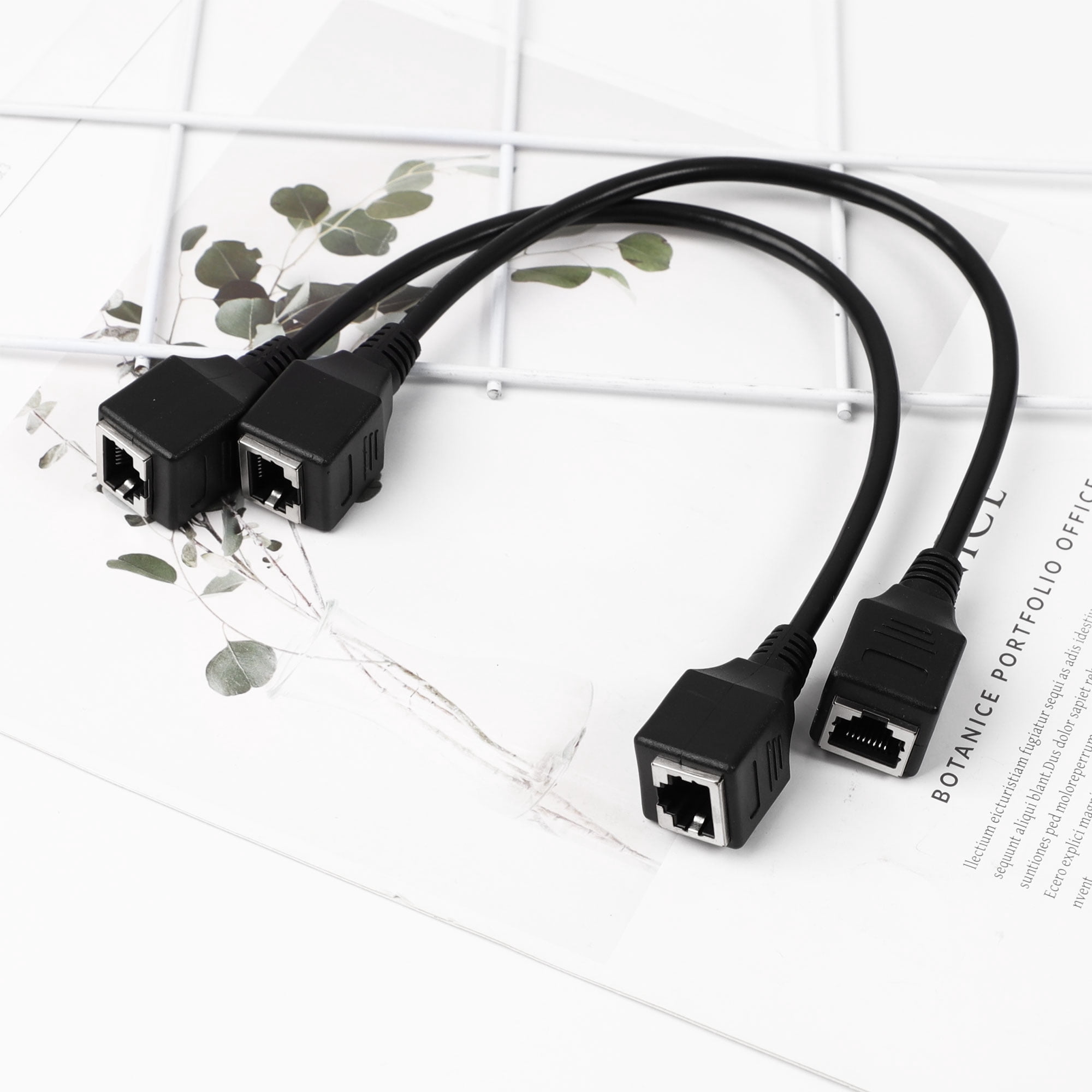 Unique Bargains 2 Pcs 1ft Ethernet LAN Female to Female Network Cable RJ45 Extension Cord