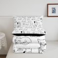 thumbnail image 5 of Homewish Minimalist Cartoon Cat Full Size Comforter Sets,Kawaii Animal Bedding Comforter Set,White,Black Reversible,3 Pieces,1 Comforter and 2 Pillowcases, 5 of 7