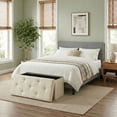 thumbnail image 7 of Gianna 30 Inch Folding Ottoman With Storage Bench, Bedside Storage Bench With Linen Top Cover and Cushion, Footrest Suitable for Bedroom, Living Room, Beige, 7 of 7