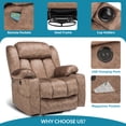thumbnail image 7 of OUINCH Manual 360 Degree Swivel Glider Rocker Recliner Chair with Massage and Heat, USB Ports, Side Pockets and Cup Holders, Velvet Fabric (Brown), 7 of 7