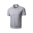 thumbnail image 7 of YLSDY Men's Cable Knit Golf Shirt, V-Neck with Open Collar, Short Sleeve Textured Casual Top Gray L, 7 of 7