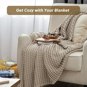 U by Bedsure Cooling Cotton Waffle Breathable Rayon Derived from Bamboo Twin XL Blanket,Warm Taupe,66x90 inches
