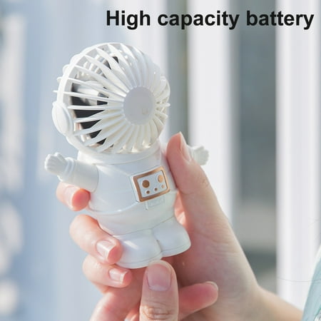 

Mairbeon Handheld Fan Quiet Cartoon Astronaut Shape USB Charging 2 Levels Adjustable Desktop Mini Fan for Students