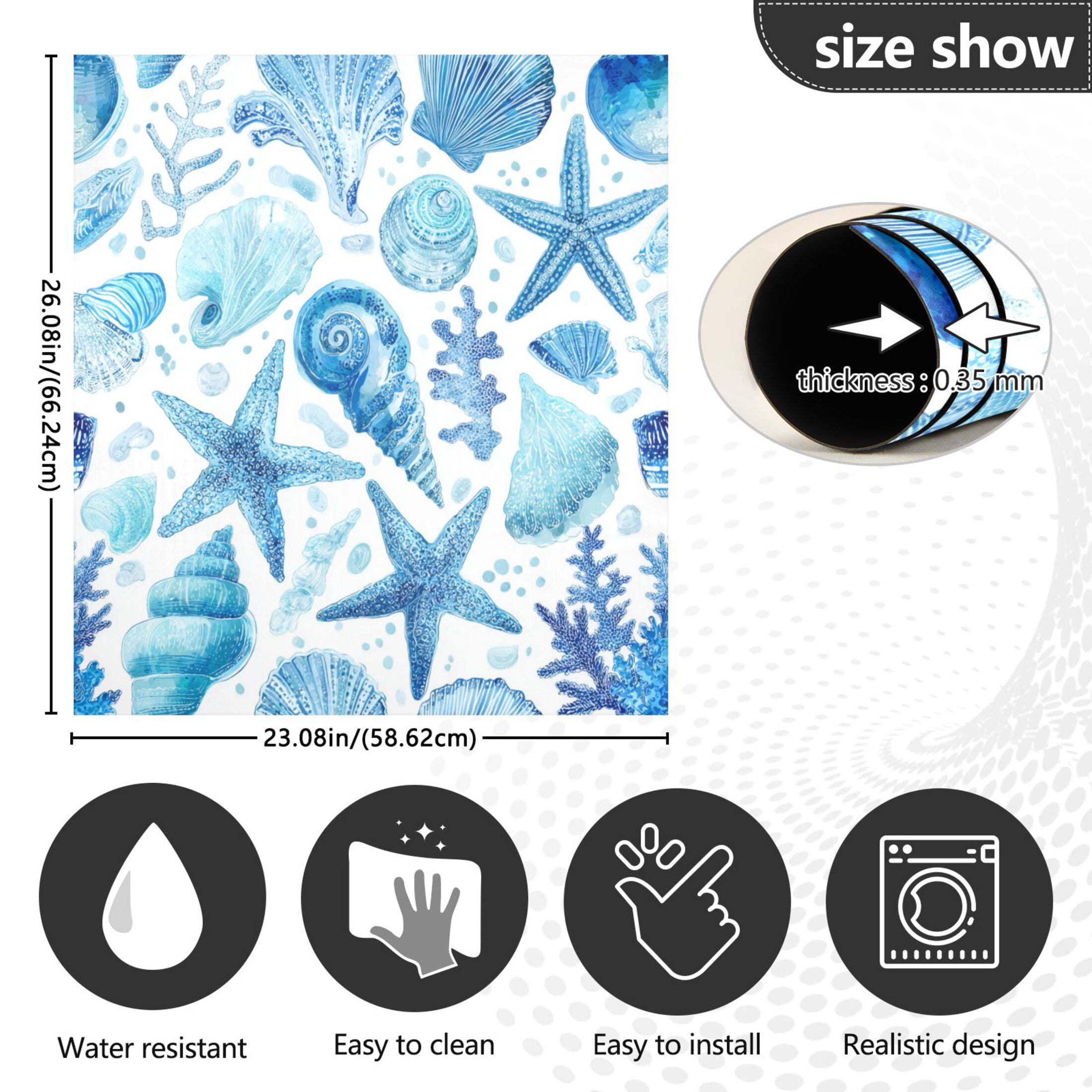 Dishwasher Magnetic Refrigerator Magnet Cover Sticker Home Decorative 23"x26" Ocean-inspired Sea Creatures Pattern