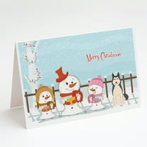 Merry Christmas Carolers West Siberian Laika Spitz Greeting Cards and Envelopes Pack of 8